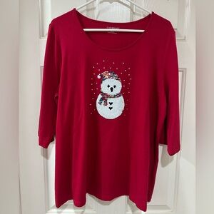 Catherines Holiday Snowman Shirt 0X Petite